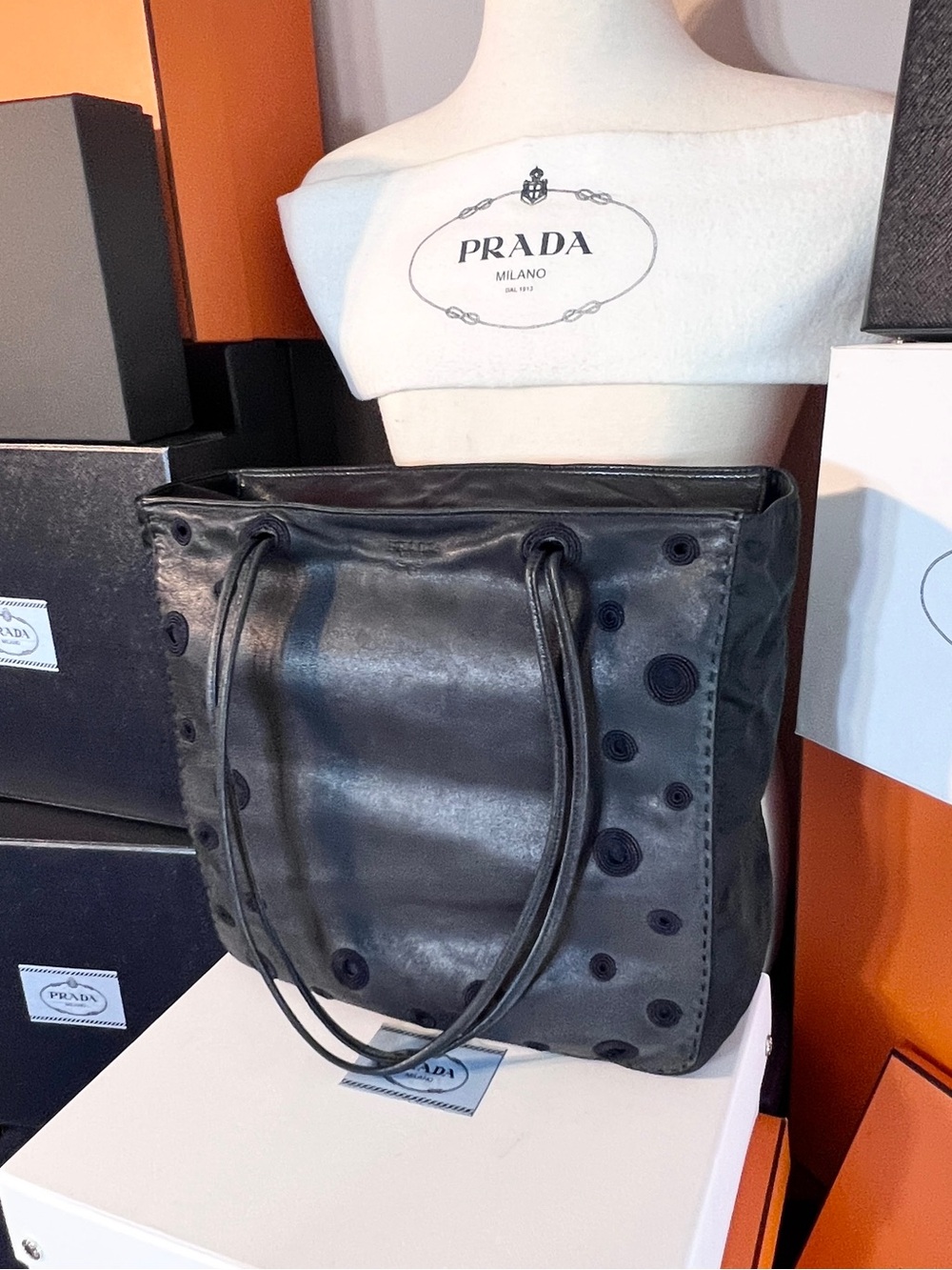 Prada Black Leather Tote Bag! ⭐️Offers are always welcome!